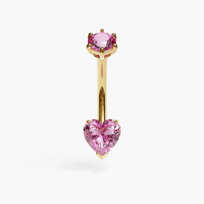 Pink Lady 1.0 ct. Heart Moissanite Belly Ring