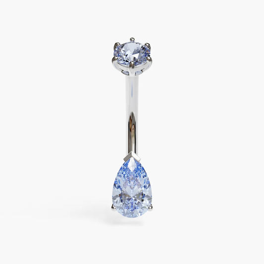 Frostbite 1.0 ct. Tear Moissanite Belly Ring White Gold