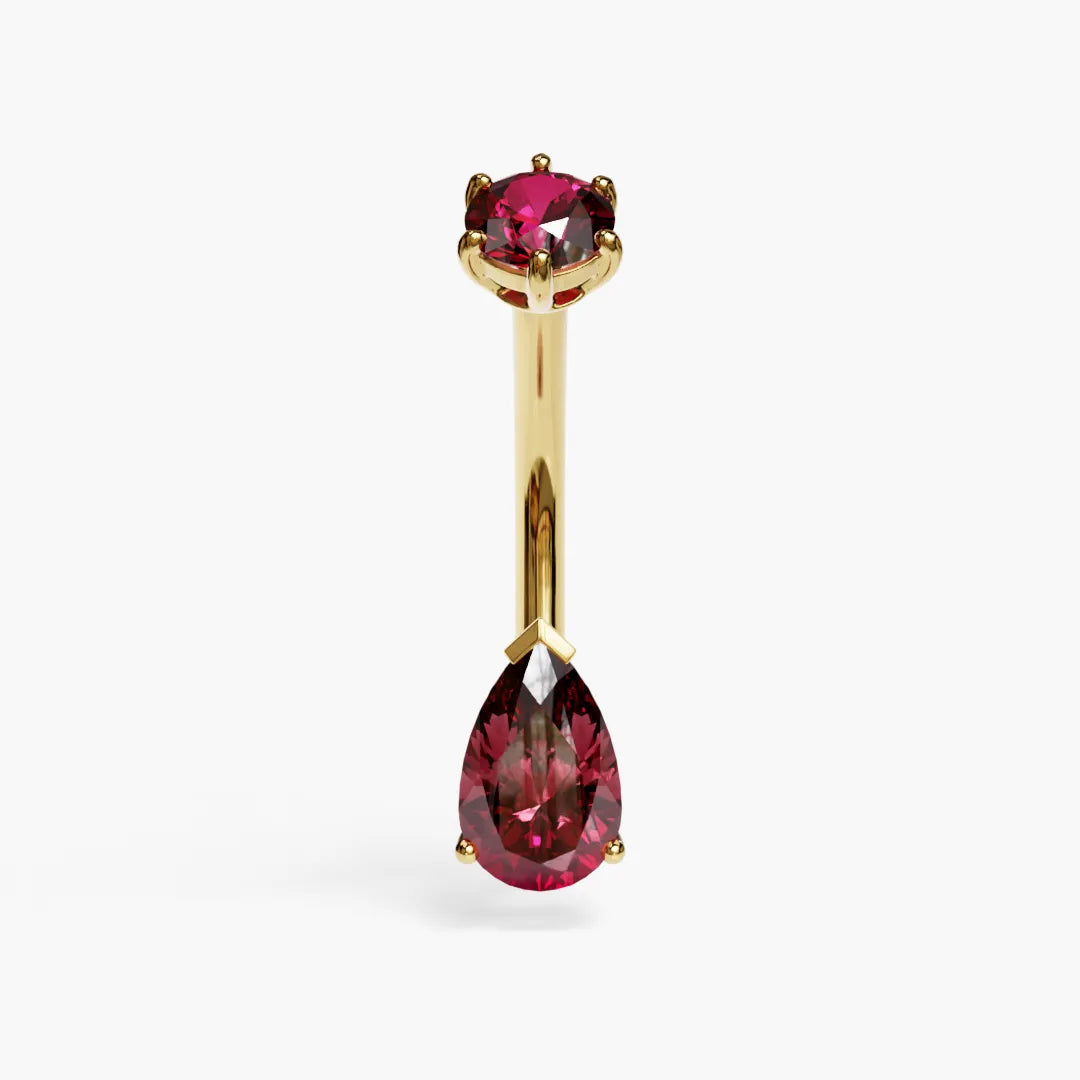 Red Sunrise 1.0 ct. Tear Moissanite Belly Ring