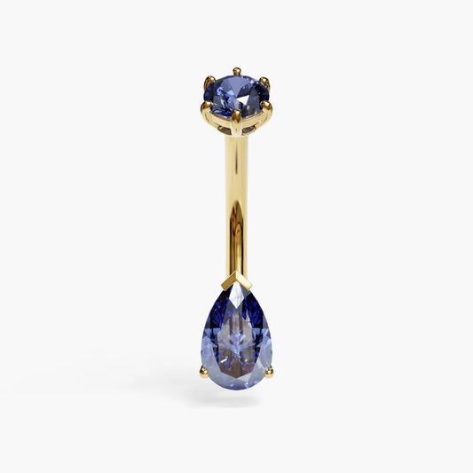 Sapphire Martini 1.0 ct. Tear Moissanite Belly Ring