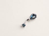 Teardrop 9mm London-Blue Topaz Belly Ring White Gold