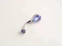 Teardrop 9mm Tanzanite Belly Ring White Gold