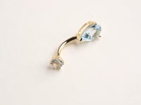 Teardrop 9mm Sky-Blue Topaz Belly Ring