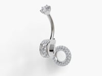 Dome Moissanite Belly Ring White Gold