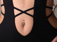 Emerald 8mm Green Tourmaline Belly Ring White Gold