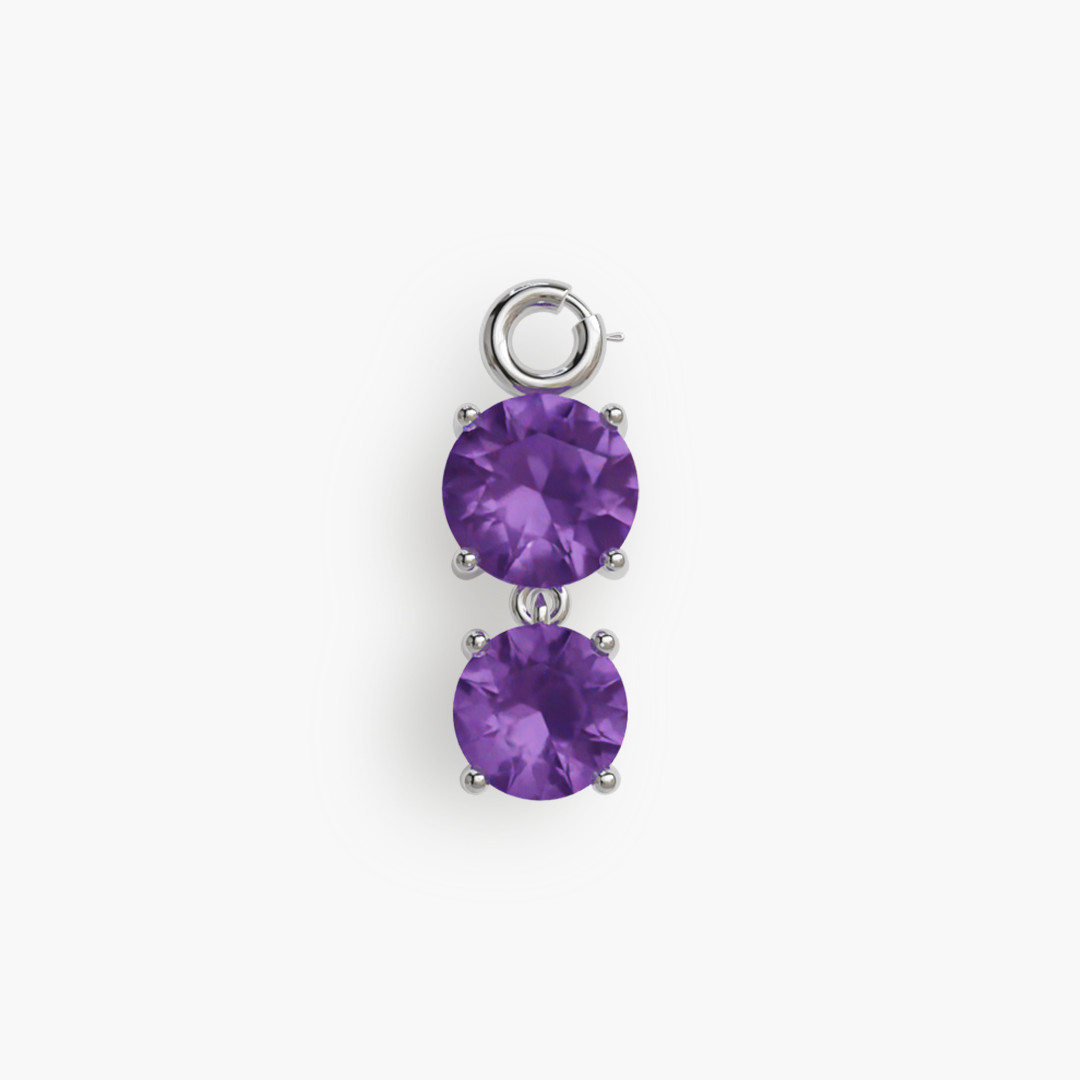 Duo 'Orb' Amethyst Charm Silver - Jolie Co Jewelry