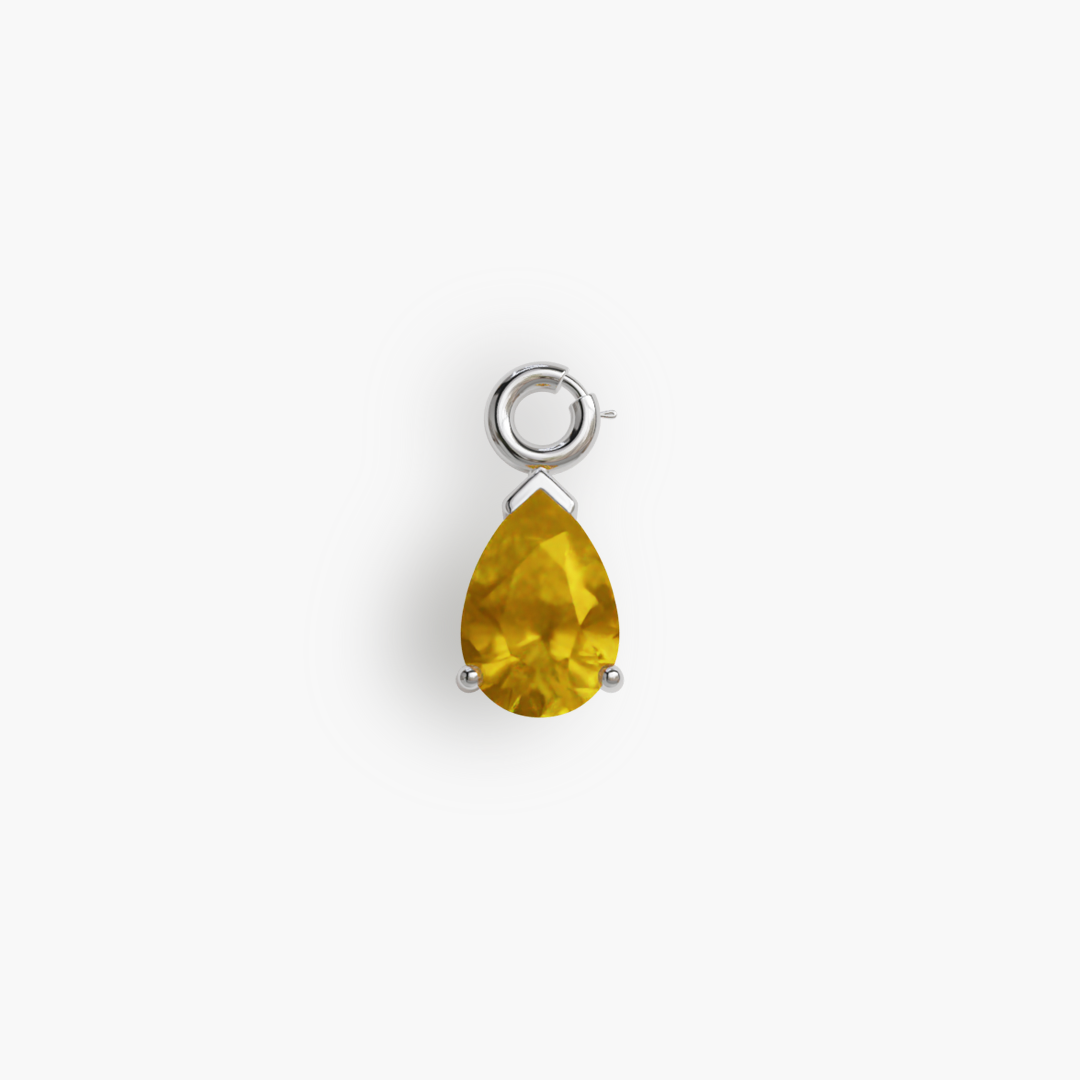 Mini 'Tear' Citrine Charm Silver - Jolie Co Jewelry