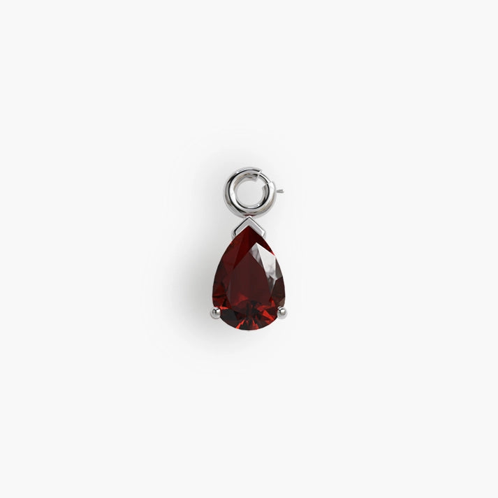 Mini 'Tear' Garnet Charm Silver