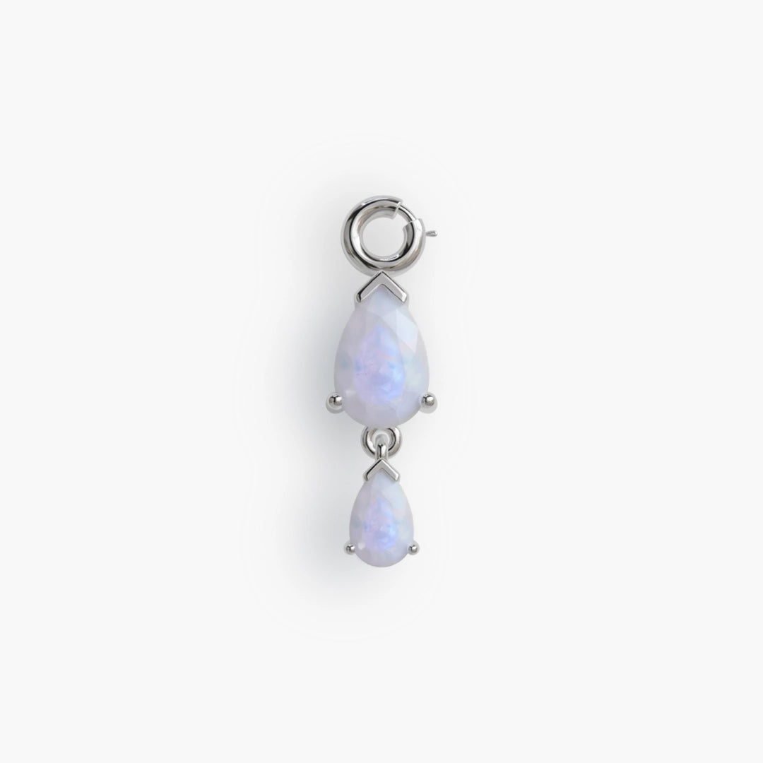 Duo 'Tear' Moonstone Charm Silver