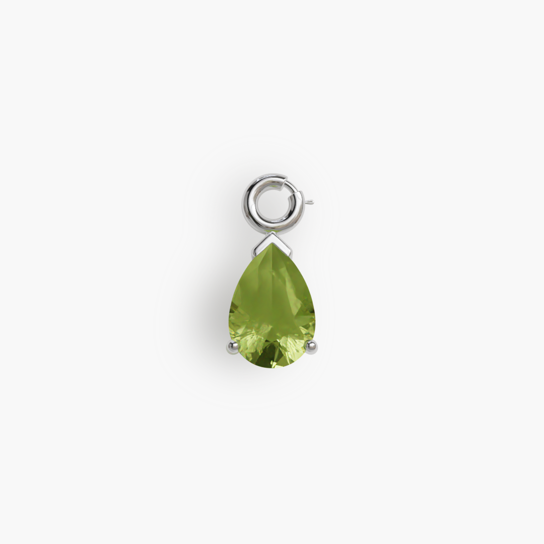 Mini 'Tear' Peridot Charm Silver - Jolie Co Jewelry