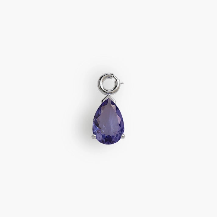 Mini 'Tear' Tanzanite Charm Silver